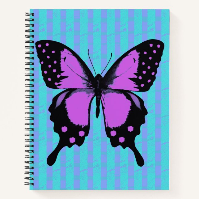 Magenta Grunge Papillon Carnet Spiral (Devant)