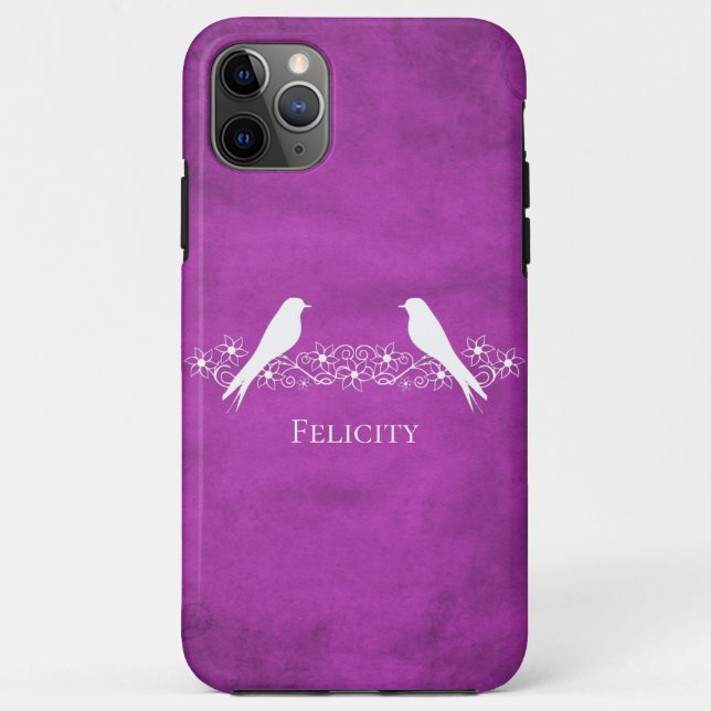 Magenta Lovebirds Floral Vine coque iphone (Dos)