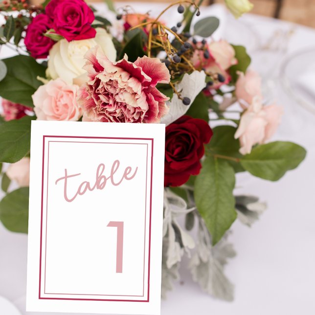 Magenta moderne et Mariage Rose Numéro de table (Créateur téléchargé)