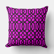 Magenta Noir Marocain Trellis Décor Coussin