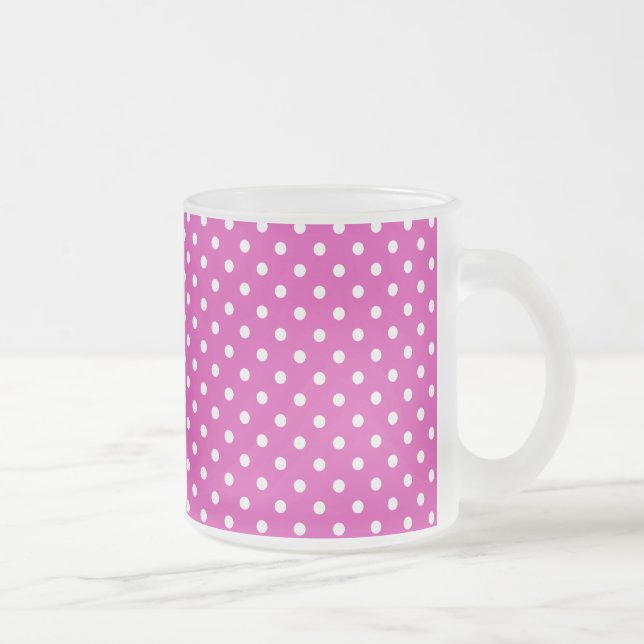 Magenta, Pois blancs, Mug de café givrée (Droit)