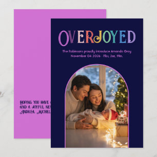 Magenta Pop Xmas Baby Faire-part de naissance Phot