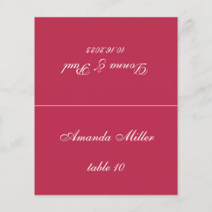 Magenta Red Mariage Place Card Nom de l'invité imp