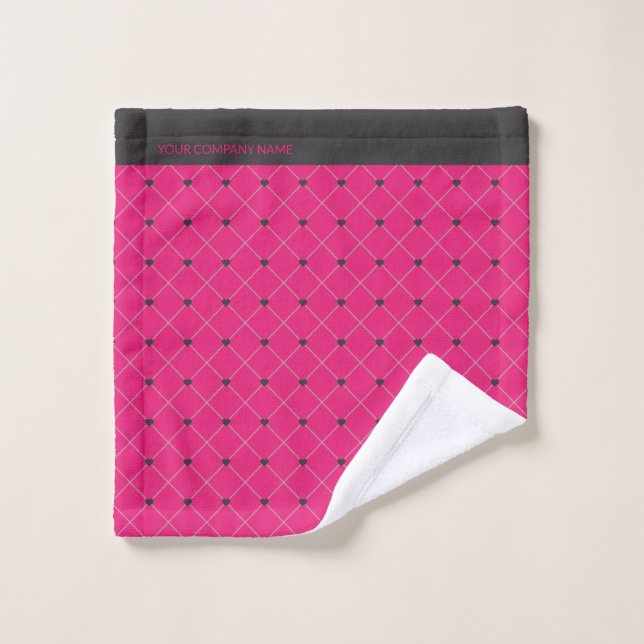 Magenta rose chaud avec nom d'entreprise (Gant de toilette)