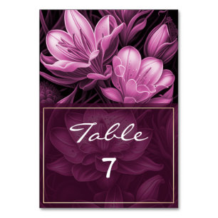 Magenta Rose Floral Mariage Numéro de table