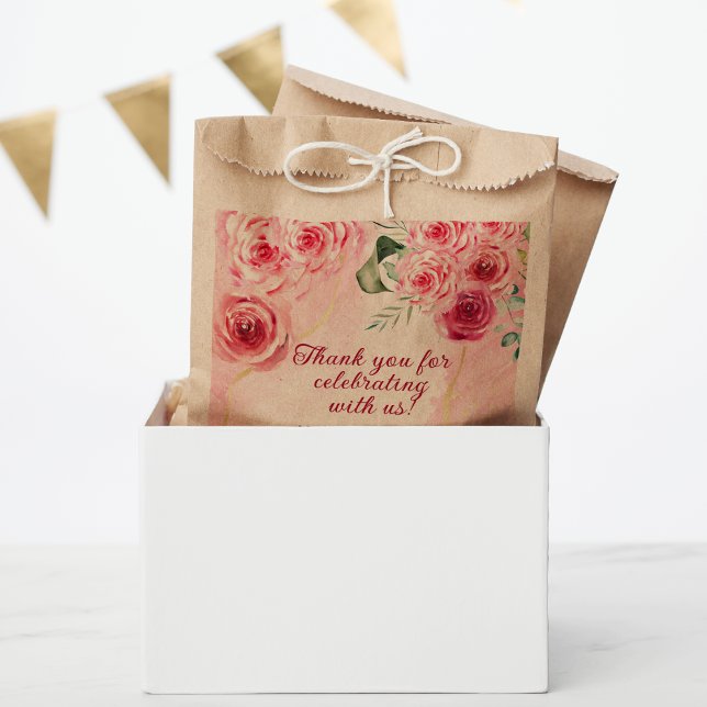 Magenta rose rose Kraft sacs de faveur brun (Créateur téléchargé)