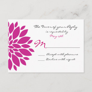 Magenta Rose Violet Fleur Mariage RSVP Carte de ré