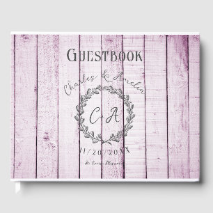 Magenta Rustic Monogram Mariage Livre d'or