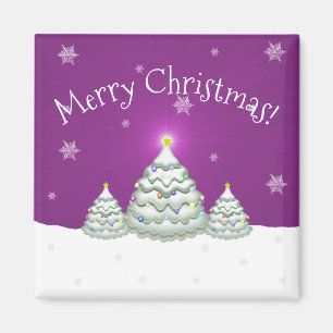 Magenta Snowy Arbre de Noël Magnet
