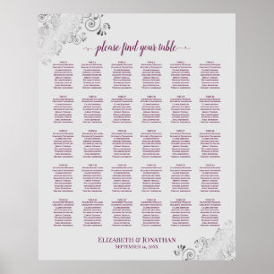 Magenta sur Gris 30 Tableau Mariage