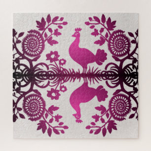 Magenta Thanksgiving Turkey Floral Jigsaw Puzzle P