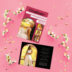 Magenta Typographie Faire-part de graduation photo