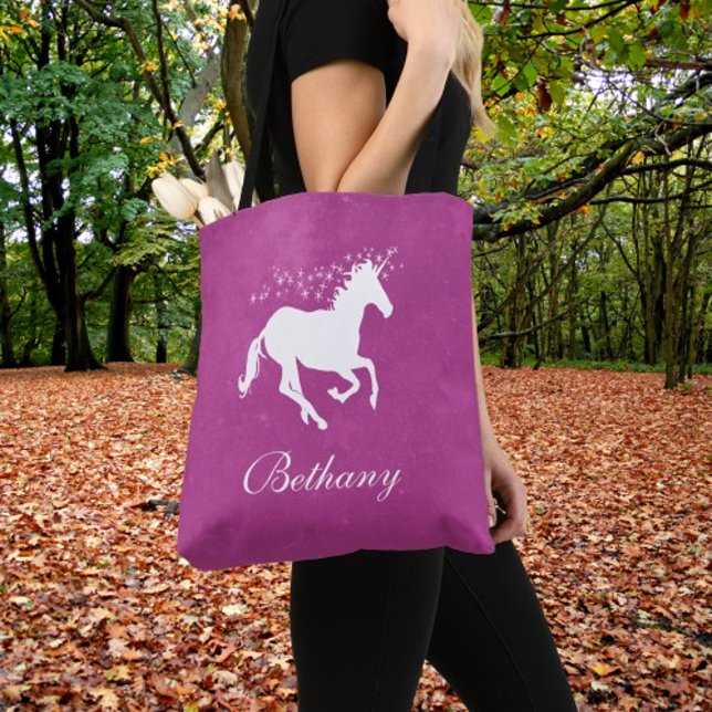 Magenta Unicorn Sac fourre-tout personnalisé (Magenta Unicorn Personalized Tote Bag)