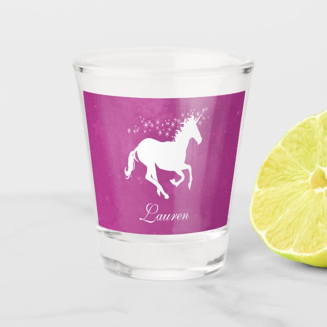Magenta Unicorn verre à tir personnalisé (Devant)
