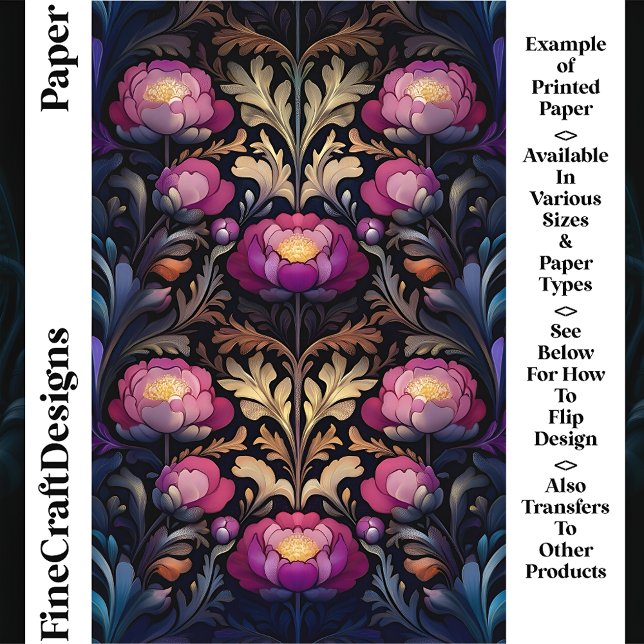 Magenta vibre, Pink Peony Blooms CT3 Papier artisa (Créateur téléchargé)