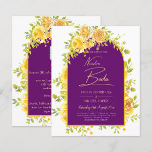Magenta Yellow Roses Plum Purple Gold Mariage