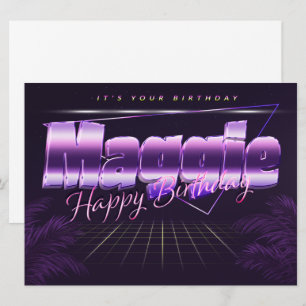 Maggie prénom carte rétro lilas pour anniversaire