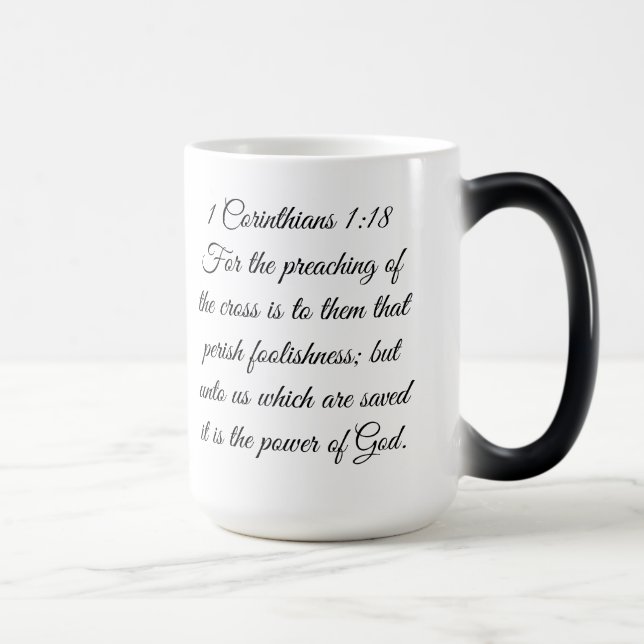Magic 1 Corinthians 1:18 Scripture Cross Mug (Droite)
