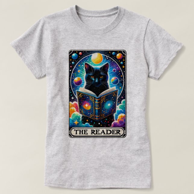 Magic Black Cat - Le Lecteur - T-shirt carte Tarot (Design devant)