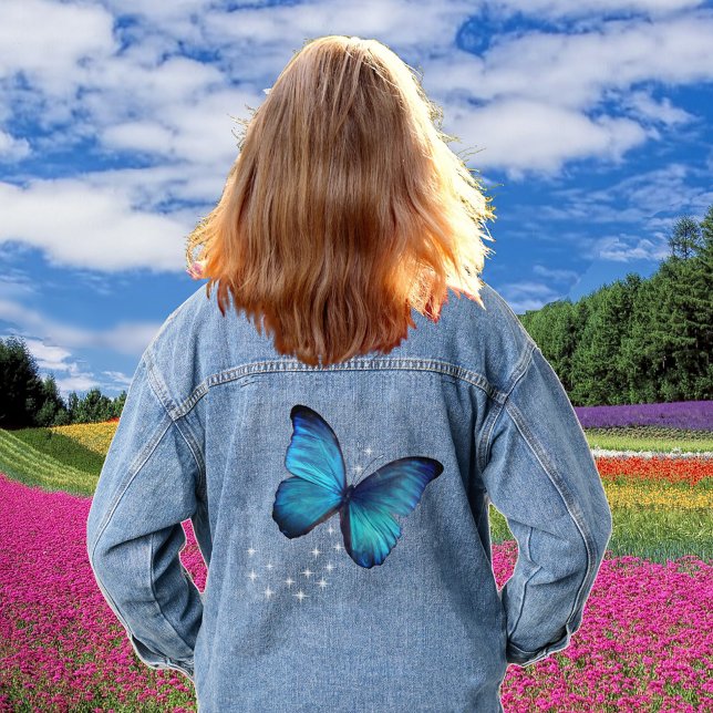 Magic Blue Butterfly & Stars Denim Veste (Créateur téléchargé)