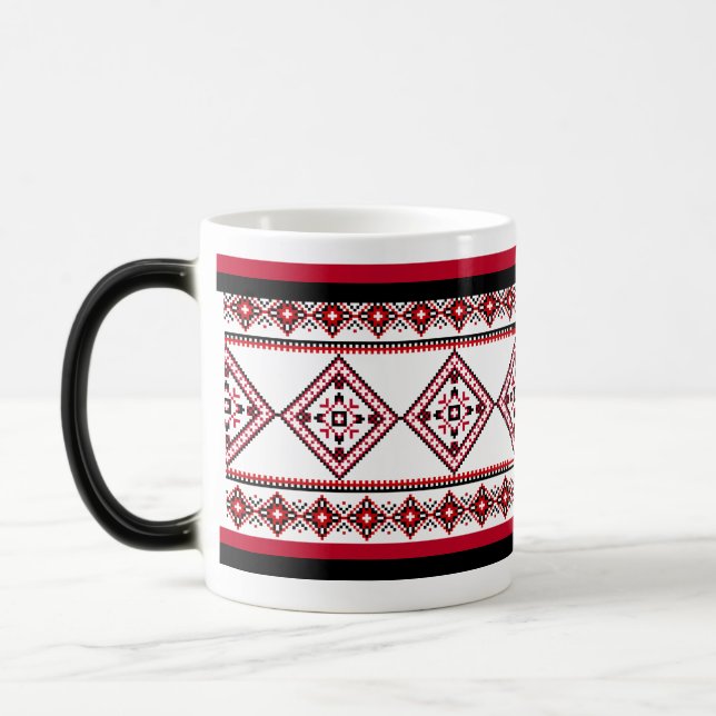 Magic Broderie ukrainienne Vyshyvanka Mug Rouge Noir (Gauche)