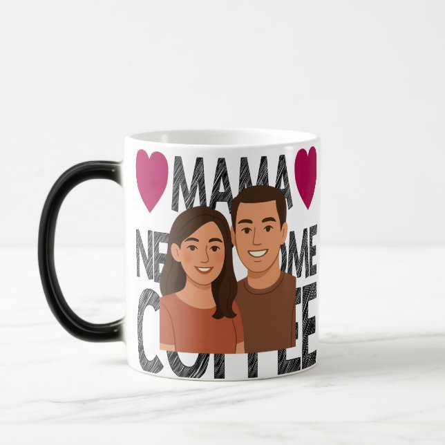 Magic Cartoon personnalisé Couple Mug idéal pour l'anniv (Gauche)