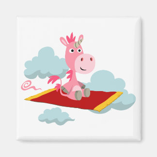 Magic Cartoon Unicorn's Magic Carpet Ride Magnet