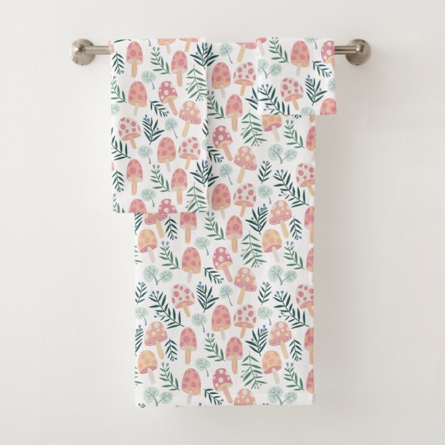 Magic Champignons Motif de forêt rose vert (En situation)