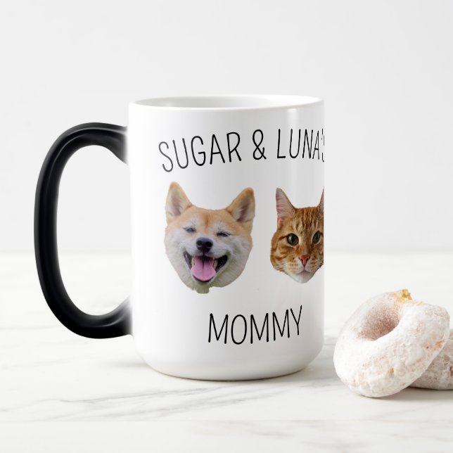 Magic Chat de chien personnalisé visage Mug, Mug cadeau  (Avec donut)
