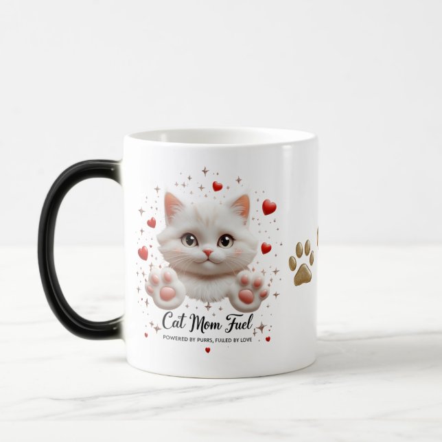 Magic Chat Maman Morpher Mug - Cute White Kitten avec le (Gauche)