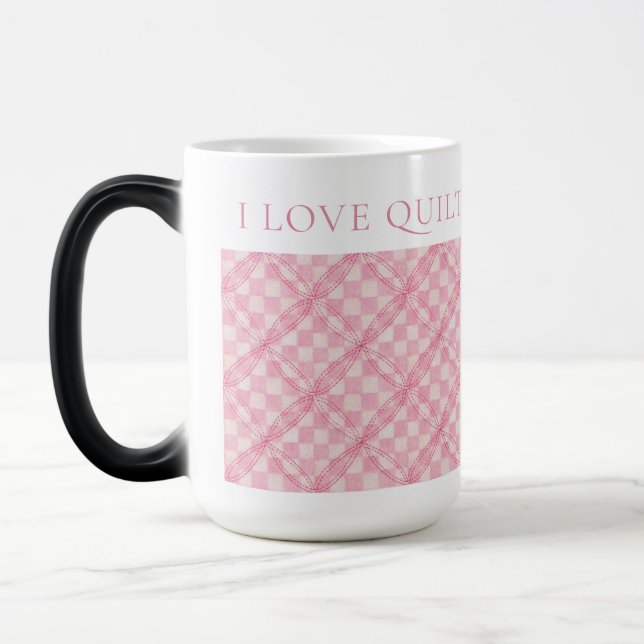 Magic CHÈQUE ROSE QUILT Tall Morphing Mug (Gauche)