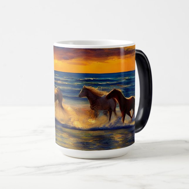 Magic Chevaux Au Coucher Du Soleil Mug (Devant droit)