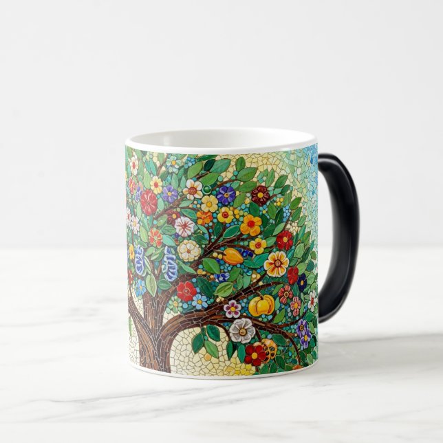 Magic color morphing ceramic mug mosaic tree pattern (Devant droit)