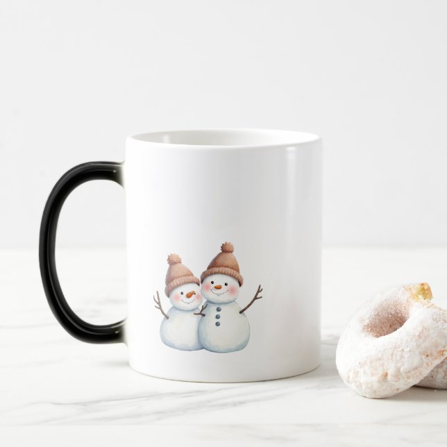 Magic Cosy Winter Snowmen café mug (Avec donut)