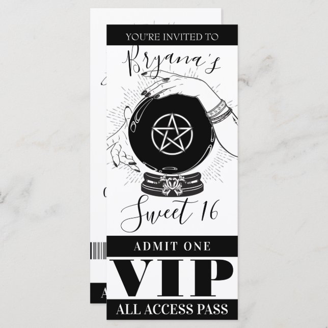 Magic Crystal Ball Fortune Teller Party VIP Ticket (Devant / Derrière)