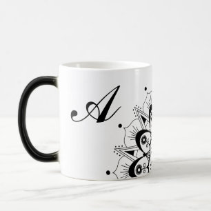 Magic Élégante lettre de script noir Mandala Mug magique