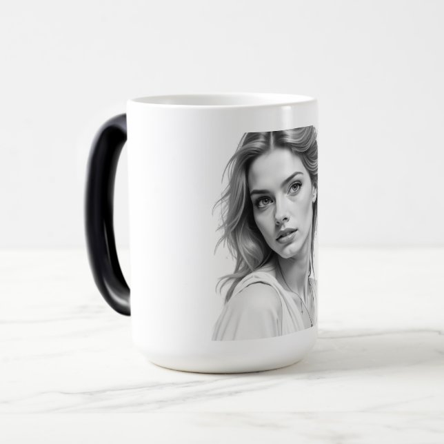 Magic Élégante Mug Portrait Noir & Blanc (Devant gauche)