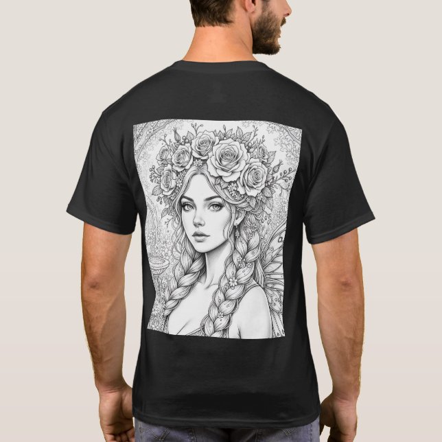 Magic Fairy Line Art – Double Sided Fae T-Shirt (Dos)