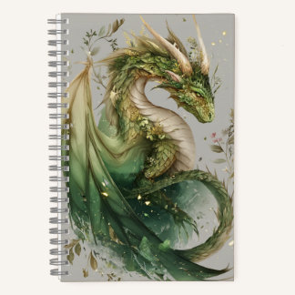 Magic Floral Vine Green Dragon Journal