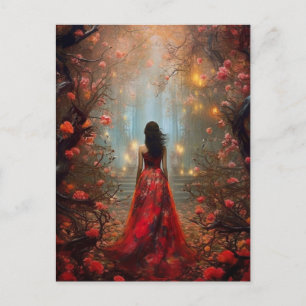 Magic Forest Girl Imaginaire Art Carte postale
