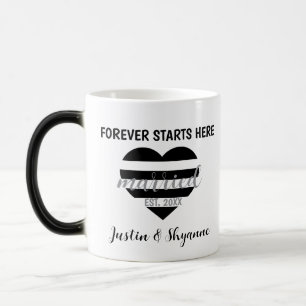 Magic Forever Commence Ici Marié Coeur Année Mug