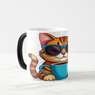 Magic Funny Cat Coffee Mug Design - Cute Cartoon Cat wit
