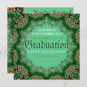 Magic Garden Green Lace Graduation Invitations
