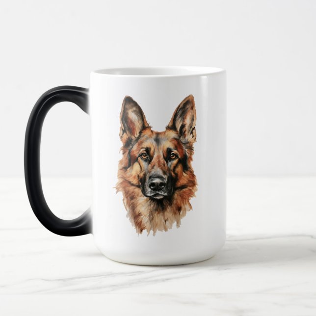 Magic German Shepherd Portrait Black Accent Mug (Gauche)