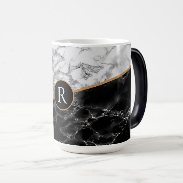 Magic Marbre noir blanc Personnalisé Café Mug (Devant droit)