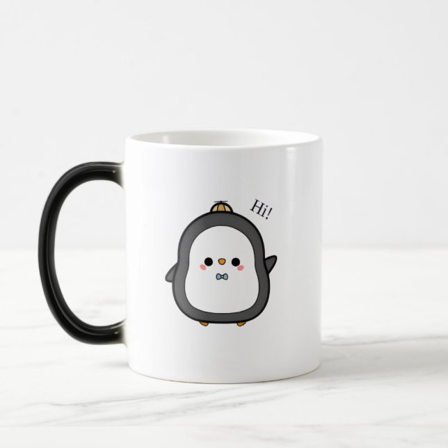 Magic Mignonne Penguin Dit Bonjour ! Café Mug (Gauche)