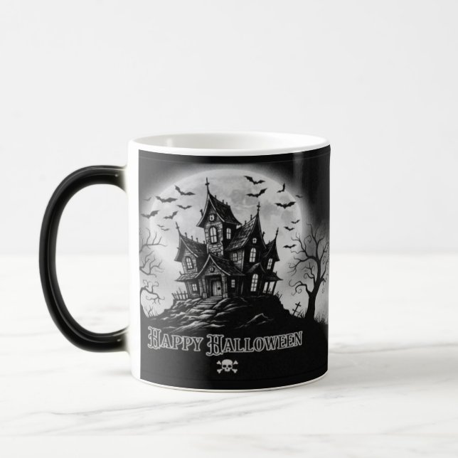 Magic Monochrome Haunted House Mug  (Gauche)