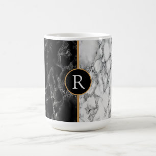 Magic Monogramme personnalisé Mug en marbre blanc noir