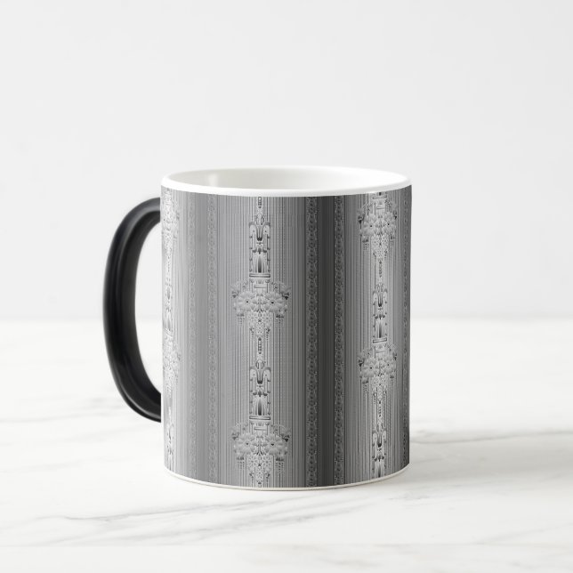Magic Mug à café gris avec motif floral baroque et bordu (Devant gauche)