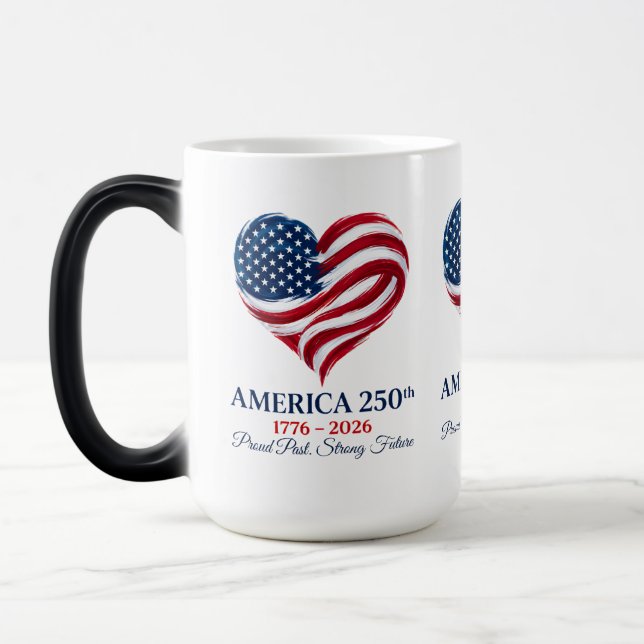 Magic Mug changement de couleur America 250 Drapeau Cœur (Gauche)
